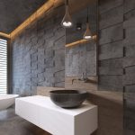 bathroom vanities white color stone washbasin, contemporary style. 3D rendering